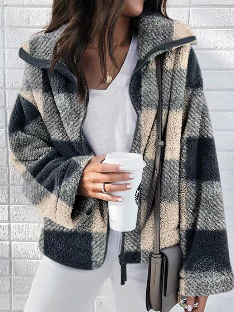 Damen Teddy-Fleece-Jacke mit hohem Kragen Stalluxe