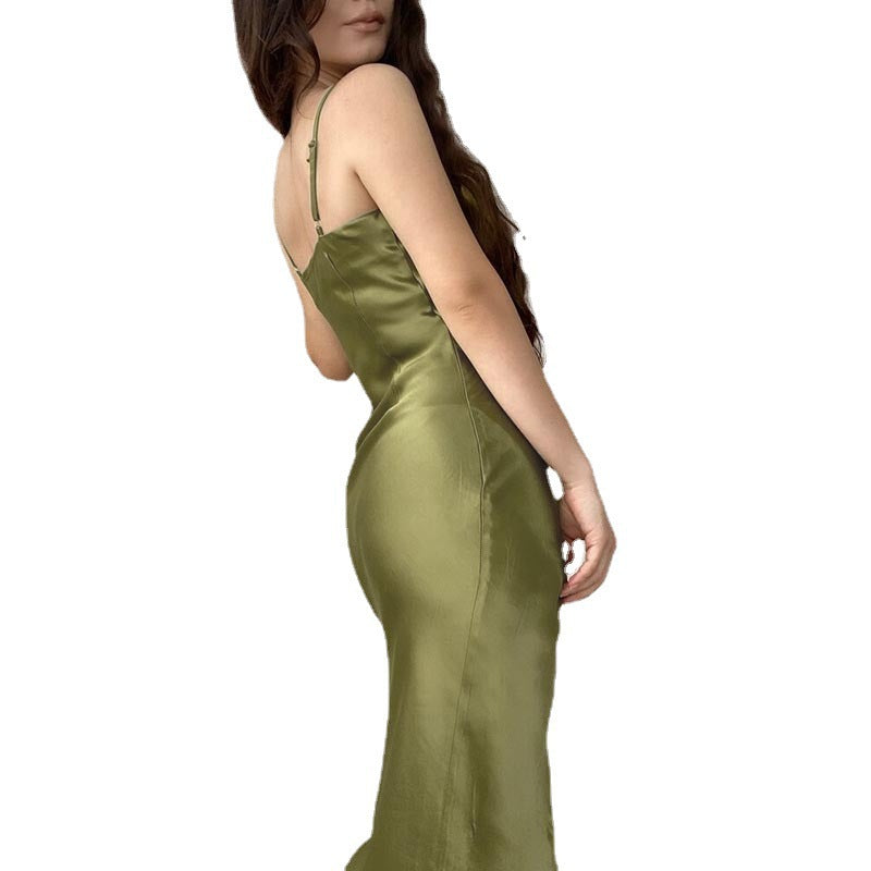 Damen Elegantes Maxikleid mit raffiniertem Wickelschnitt und schmalen Spaghettiträgern Stalluxe