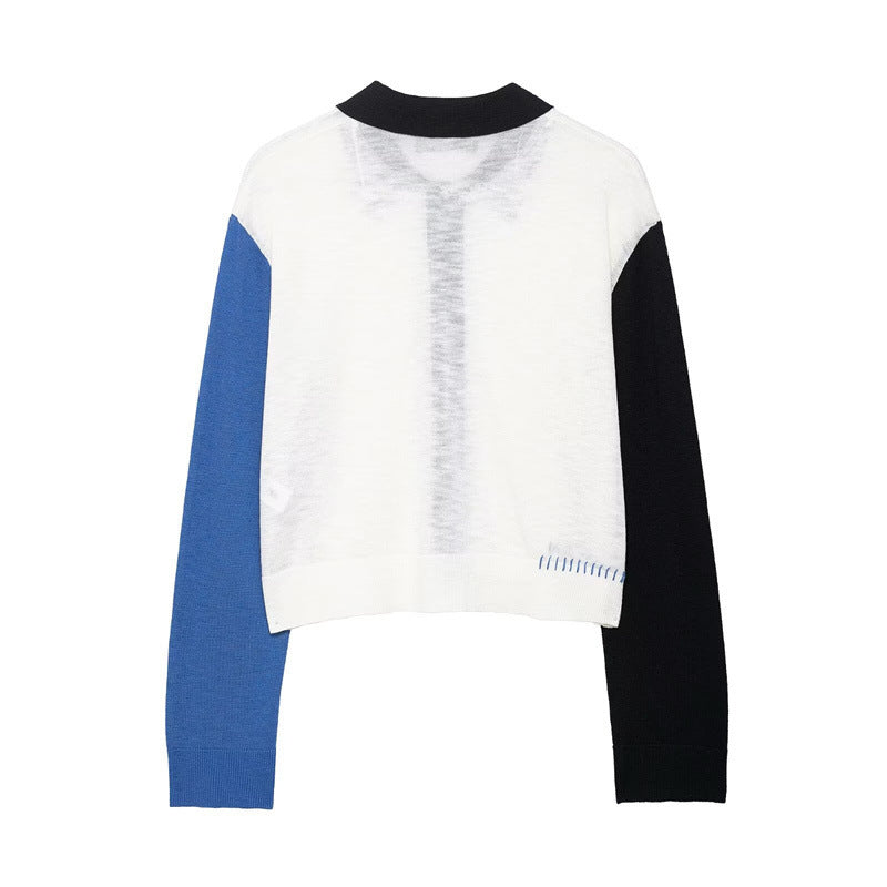 Damen modische Strickjacke mit kontrastreichem Farbdesign und feinen Knopfdetails Stalluxe