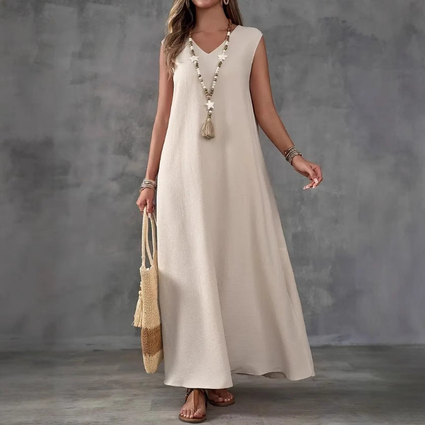 Damen Maxikleid mit schickem V-Ausschnitt und seitlichen Schlitzen Stalluxe