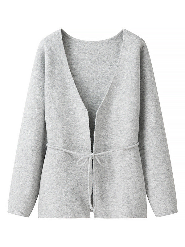 Damen komfortable Strickjacke mit Taillierung und weitem V-Ausschnitt Stalluxe