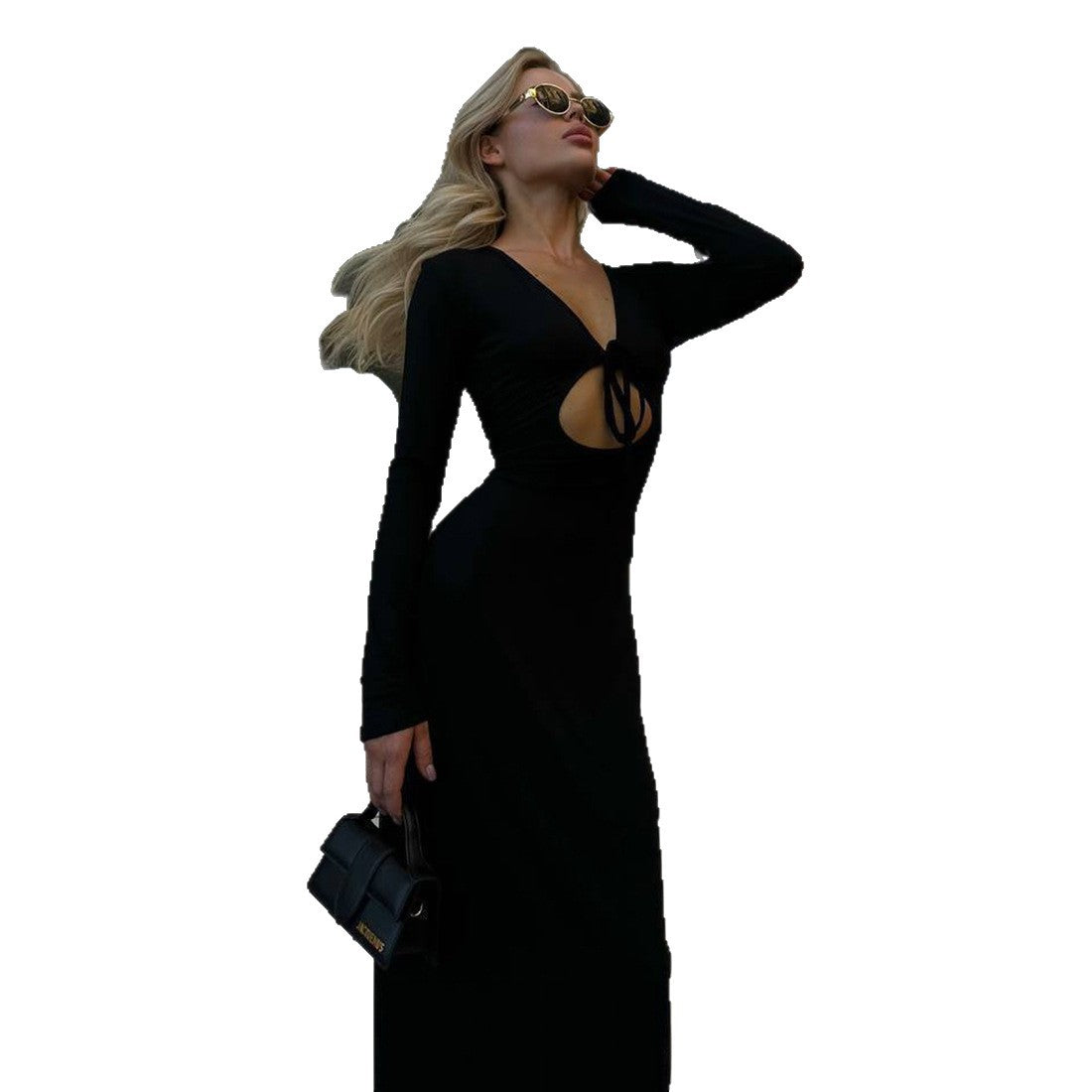 Damen Maxikleid mit tiefem Ausschnitt und raffiniertem Cut-Out Stalluxe