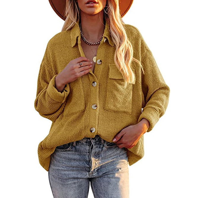 Damen Oversized Hemdbluse mit strukturiertem Design und Knopfdetails Stalluxe
