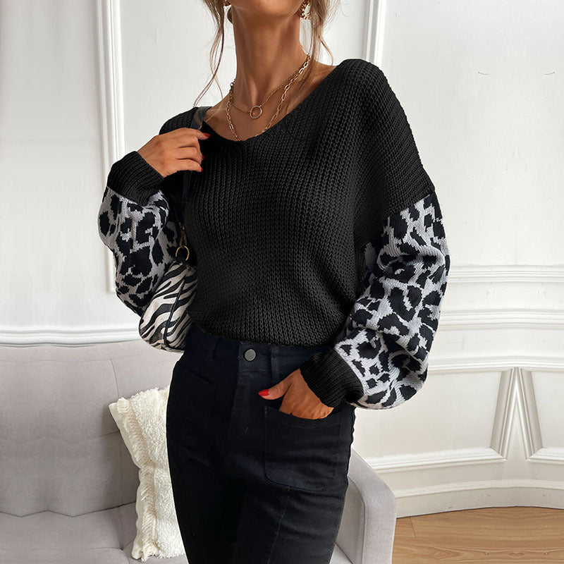 Damen casual Pullover mit modischem Leopardenmuster und lockerer Passform Stalluxe