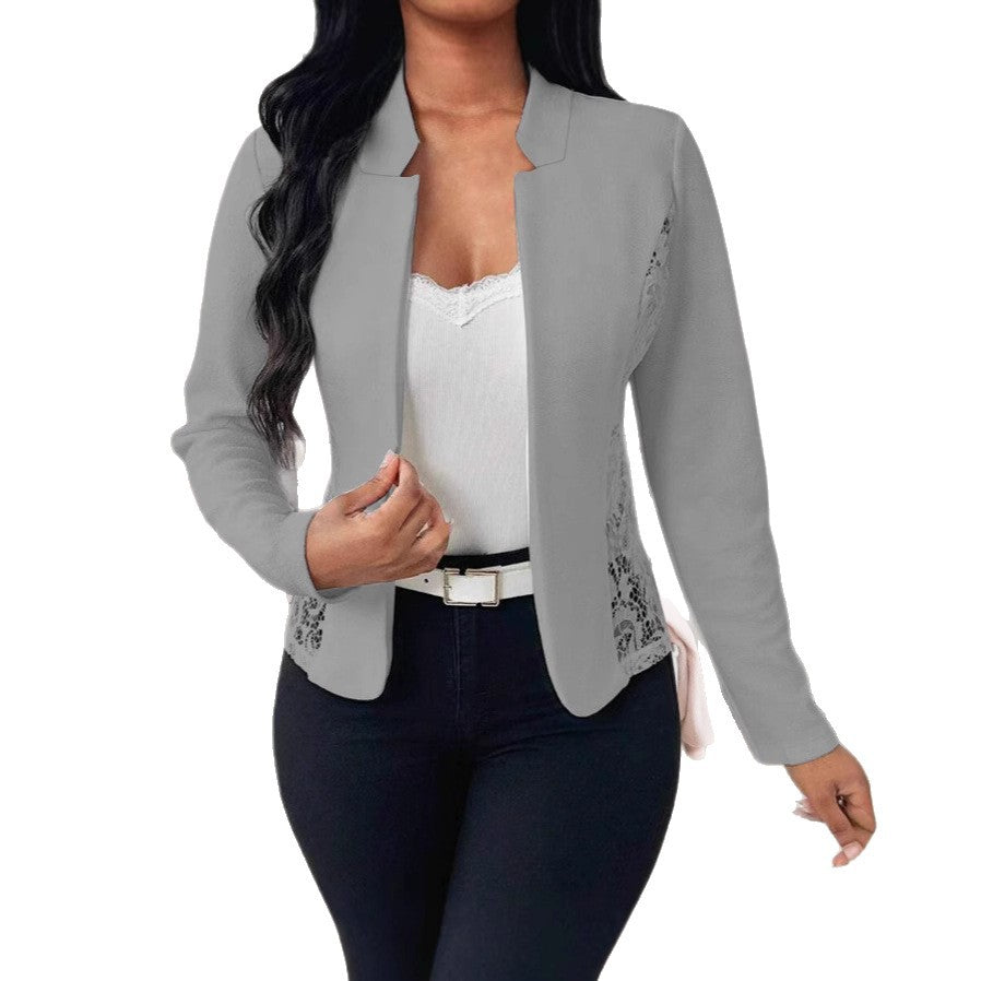 Damen Elegante Blazerjacke mit feinen Häkelverzierungen Stalluxe