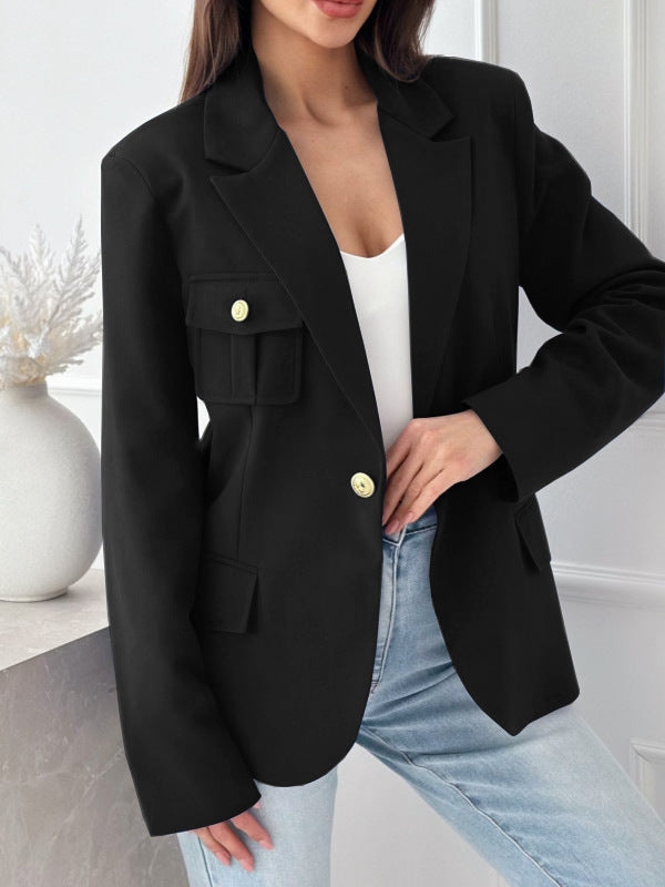 Damen eleganter Blazer mit praktischen Taschen und figurbetontem Schnitt Stalluxe