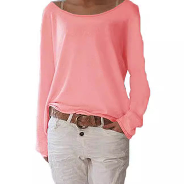 Damen lässiges Langarmshirt mit weitem Halsausschnitt und geschmeidiger Textur Stalluxe