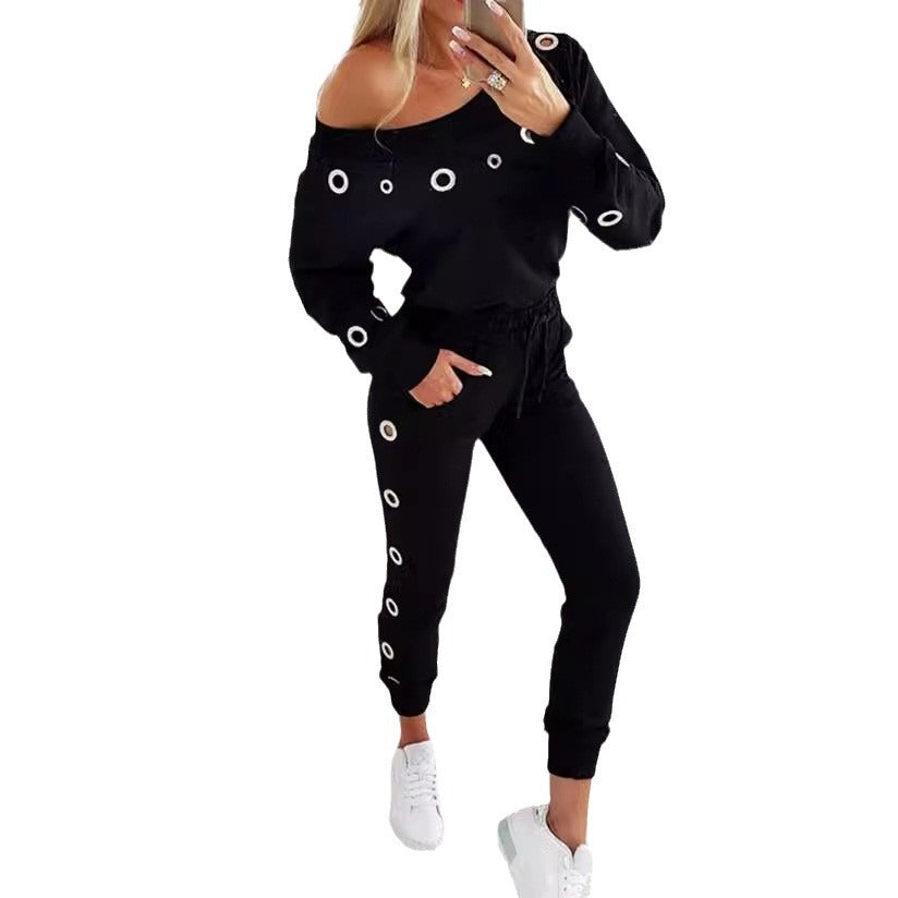 Damen Oversized Freizeitanzug mit modischen Ösen Stalluxe
