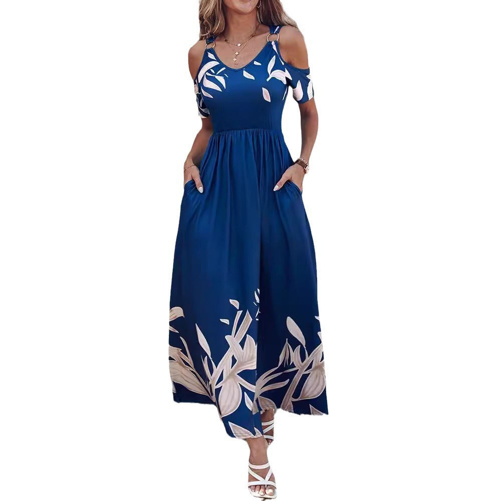 Damen Maxikleid mit schulterfreier Optik und floralem Design Stalluxe