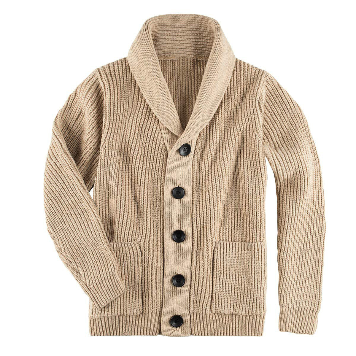 Damen Grobstrick Pulloverjacke mit elegantem Schalkragen und knöpfen Stalluxe