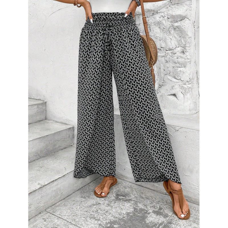 Damen weite Palazzo-Hose mit elastischem Bund und angesagtem Muster Stalluxe