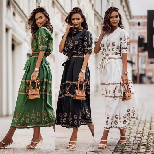 Damen Maxikleid mit kunstvollem Muster Stalluxe