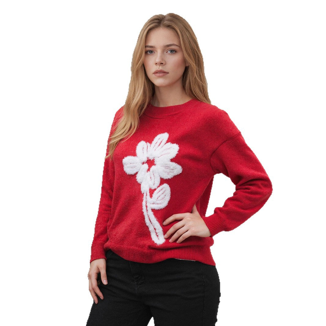 Damen Pullover mit floralem 3D-Motiv Stalluxe