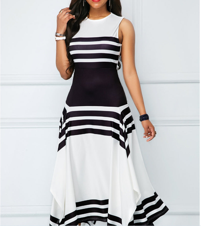 Damen asymmetrisches Maxikleid mit Streifenmuster Stalluxe