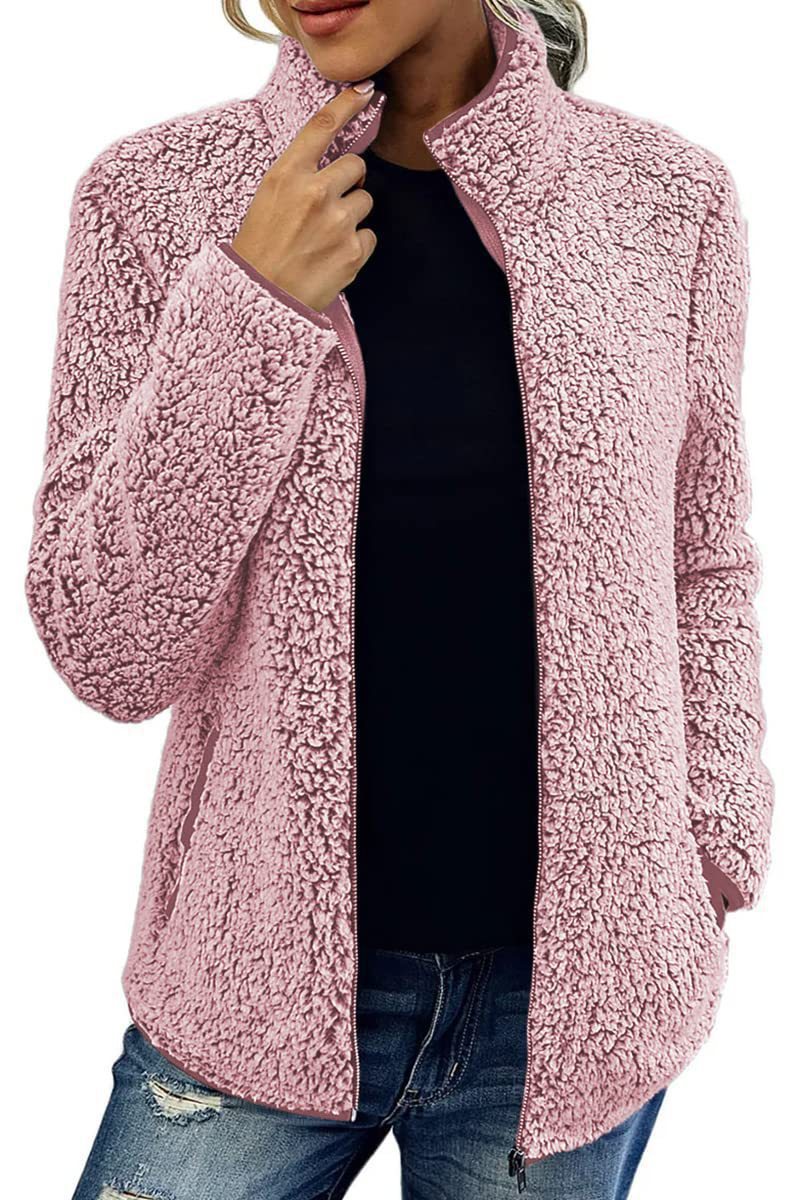 Damen Kuschelige Fleecejacke mit Stehkragen und Seitentaschen Stalluxe