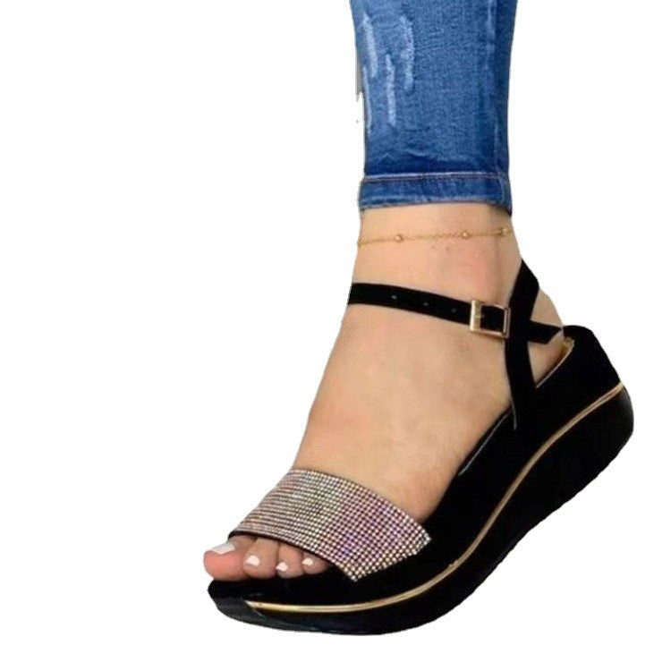 Damen Glamouröse Wedgesandalen mit Strassverzierungen Stalluxe