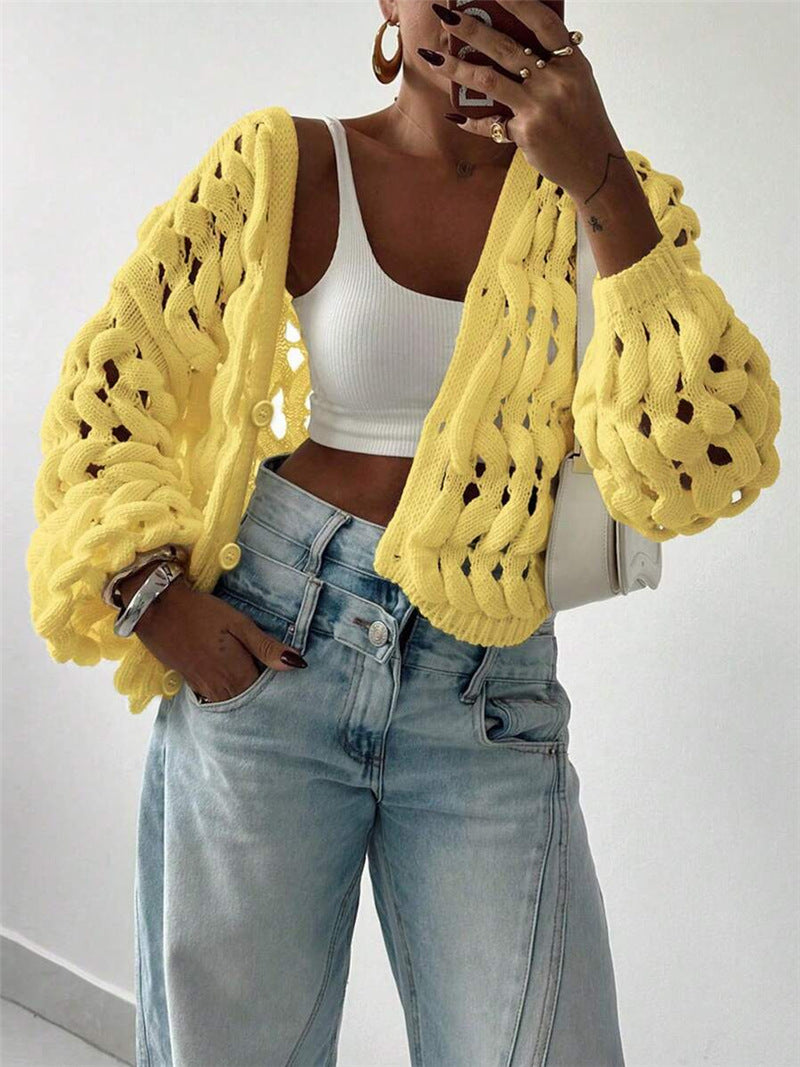 Damen Strickpullover mit einzigartigem Lochmuster und lässigem Schnitt Stalluxe