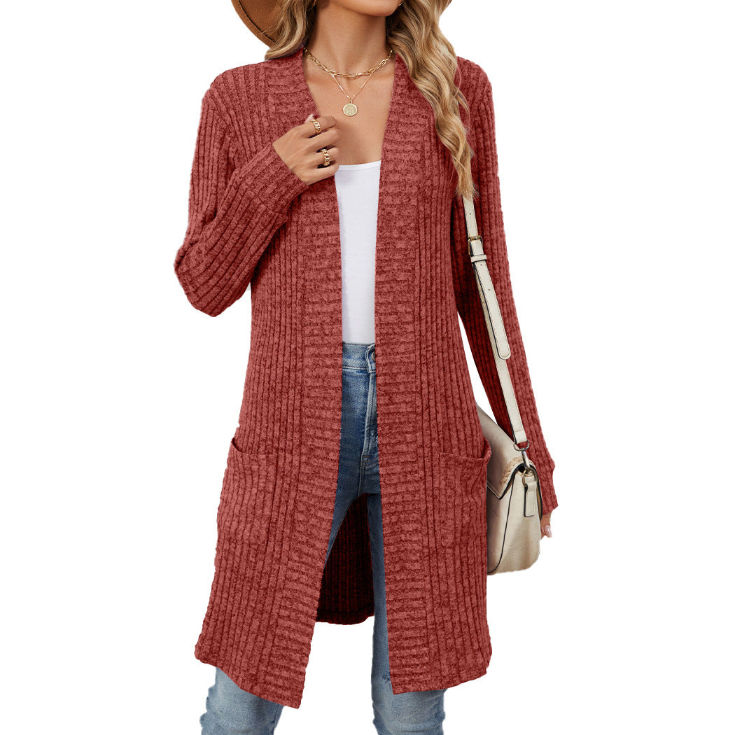 Damen Strickmantel mit praktischen Taschen und modischem Langschnitt Stalluxe