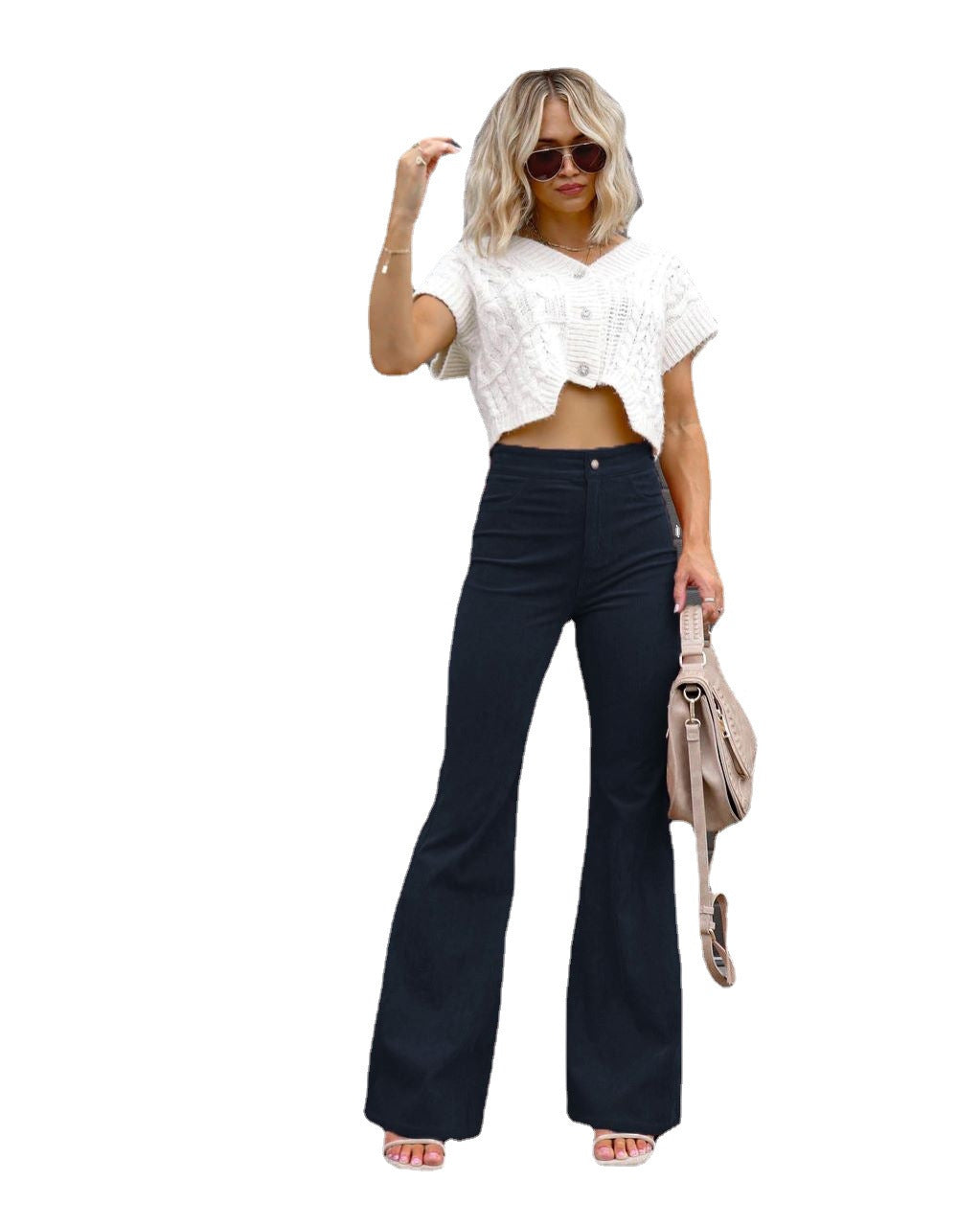 Damen Modische Hochbund-Flared-Jeans Stalluxe