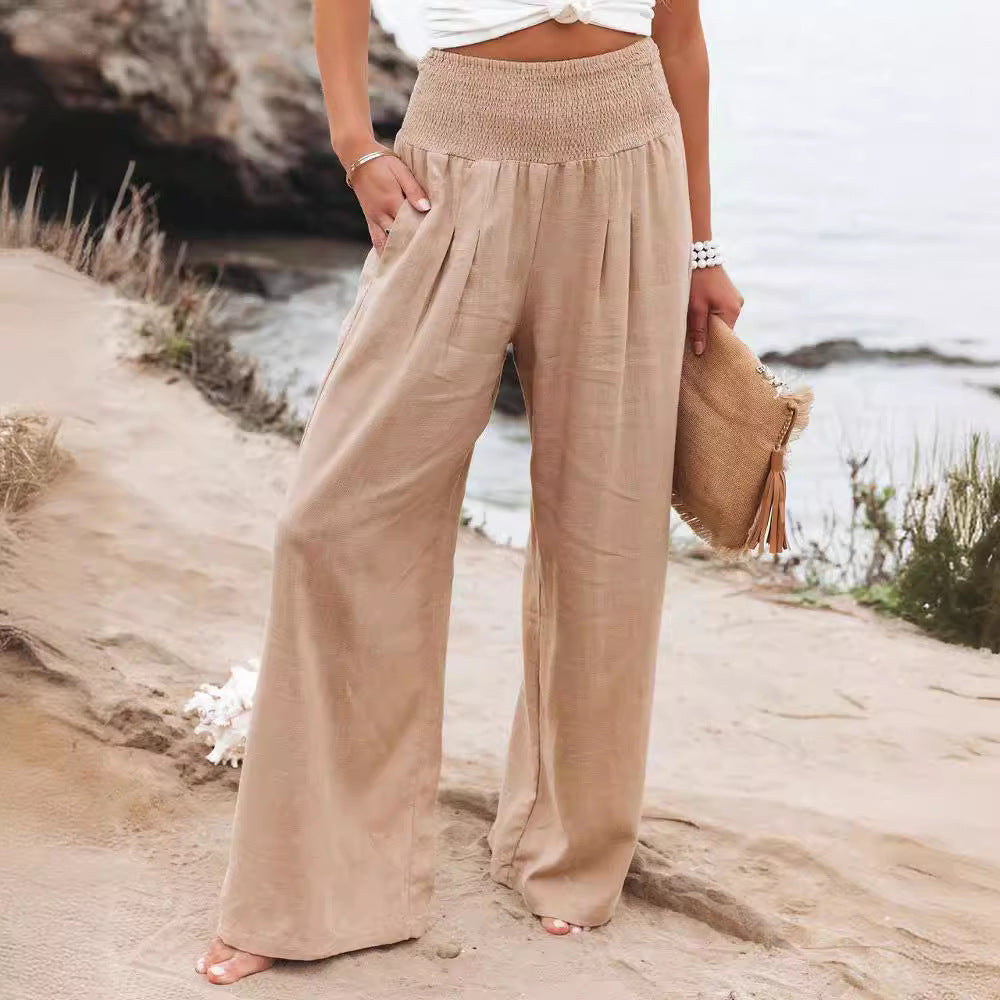 Damen Leichte und weite Sommerhose mit elastischem Bund Stalluxe