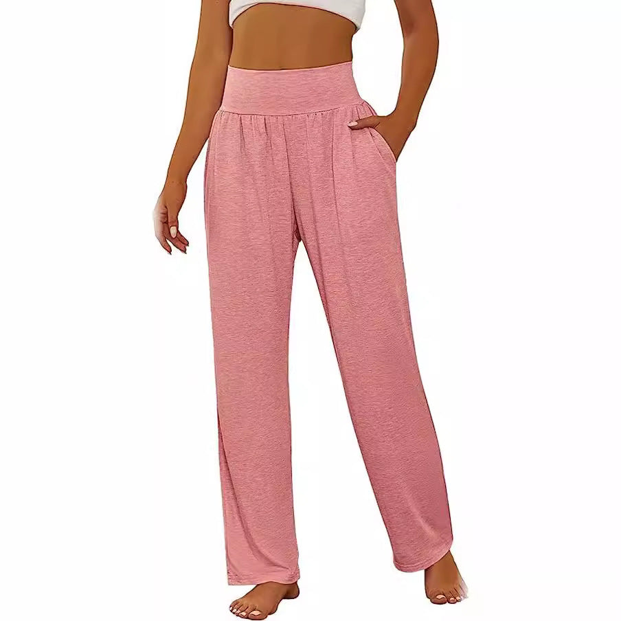 Damen Bequeme Freizeithose mit hohem Bund und seitlichen Taschen Stalluxe