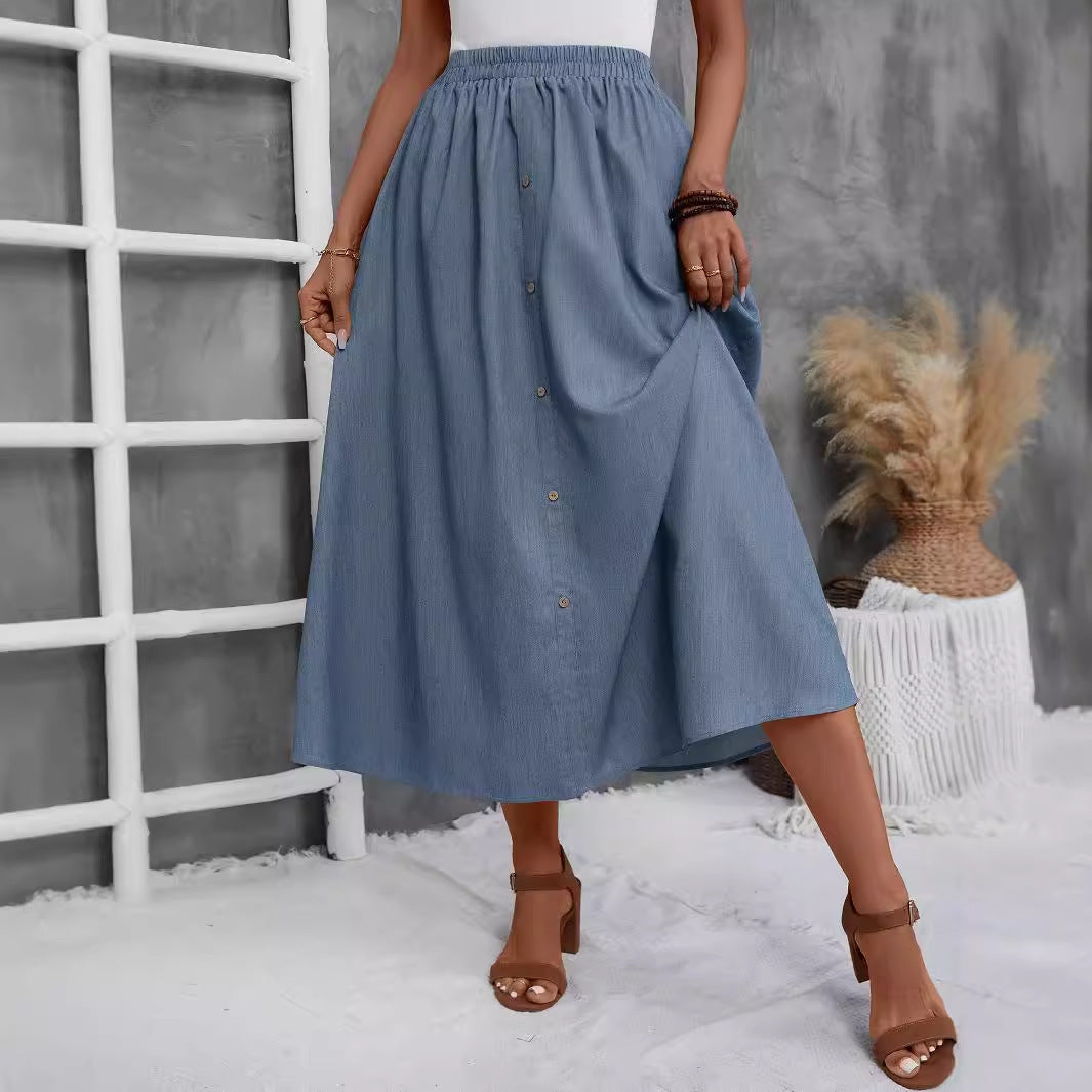 Damen Maxirock mit Knopfleiste Stalluxe