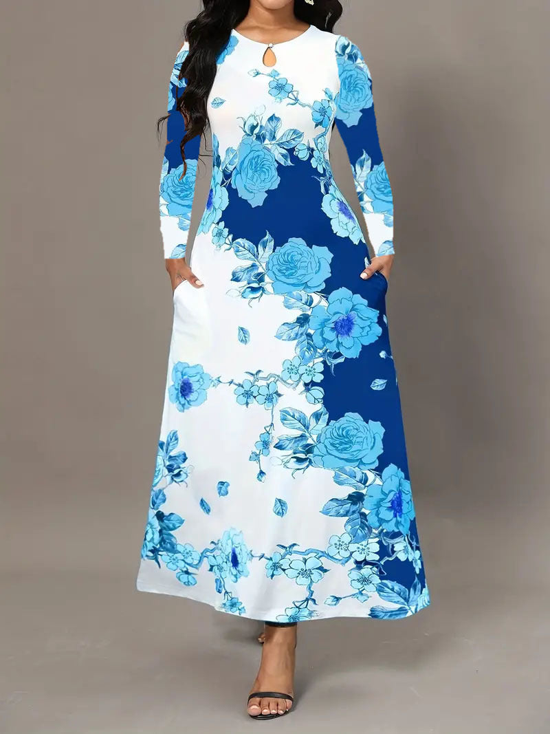 Women's Floral Print Maxi Dress Stalluxe