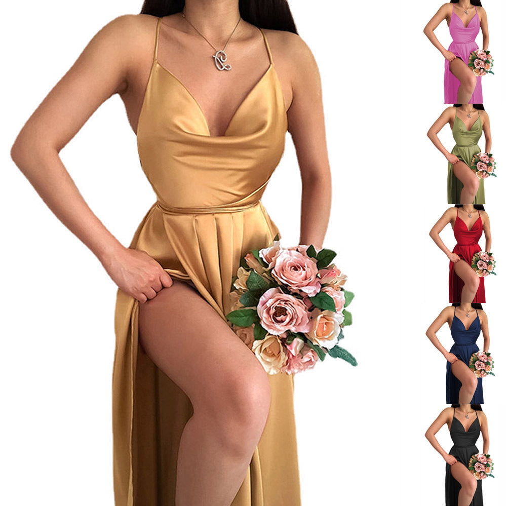 Damen Hochzeitskleid mit elegantem V-Ausschnitt und fließendem Rock Stalluxe