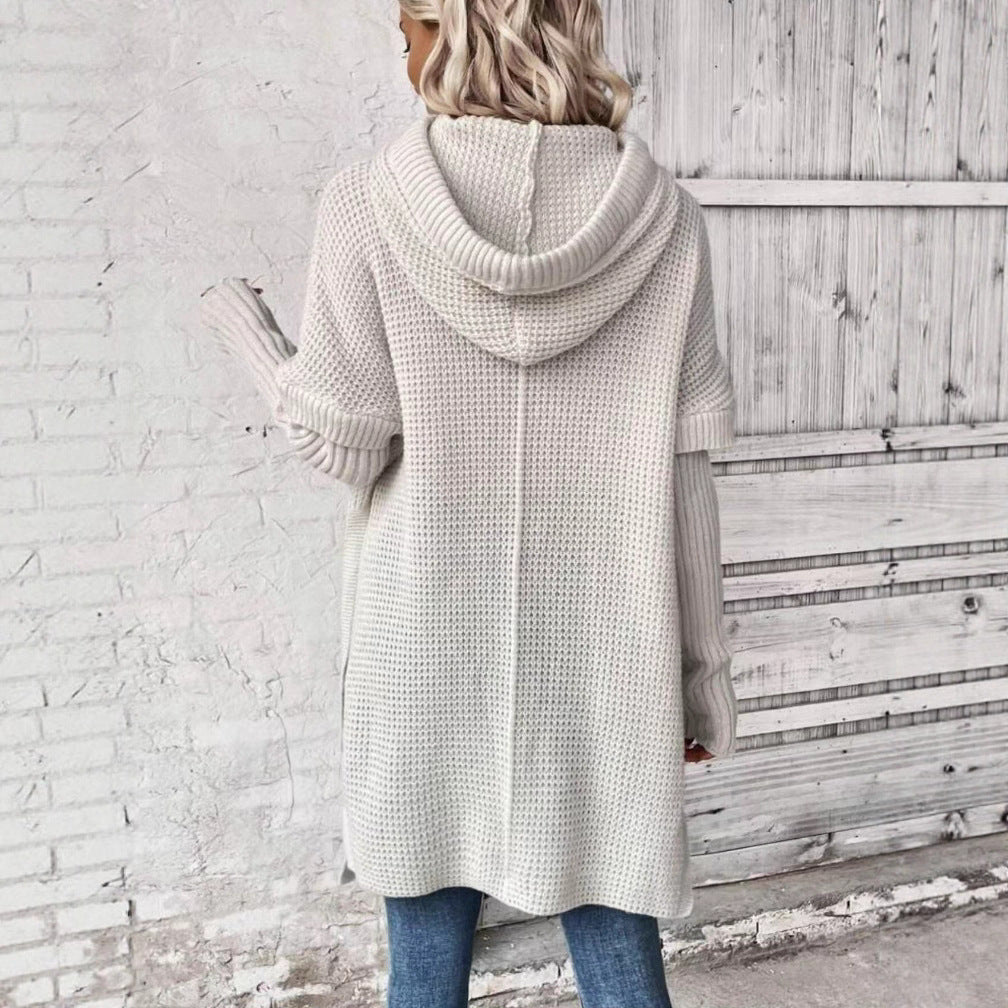Damen Kapuzenpullover mit modernem Strukturstrick Stalluxe