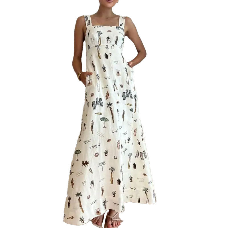 Damen Maxikleid mit einzigartigem Sommerdruck und praktischen Taschen Stalluxe