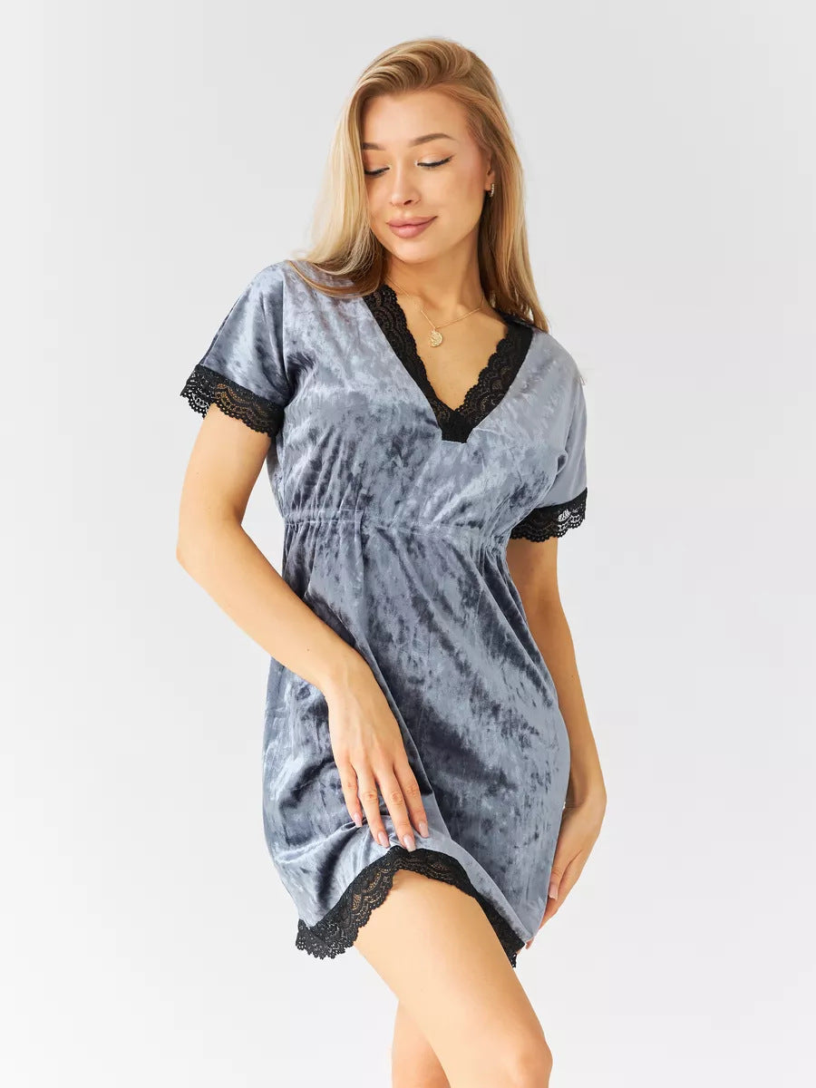 Damen verführerisches Nachthemd mit elegantem Spitzen-Ausschnitt Stalluxe