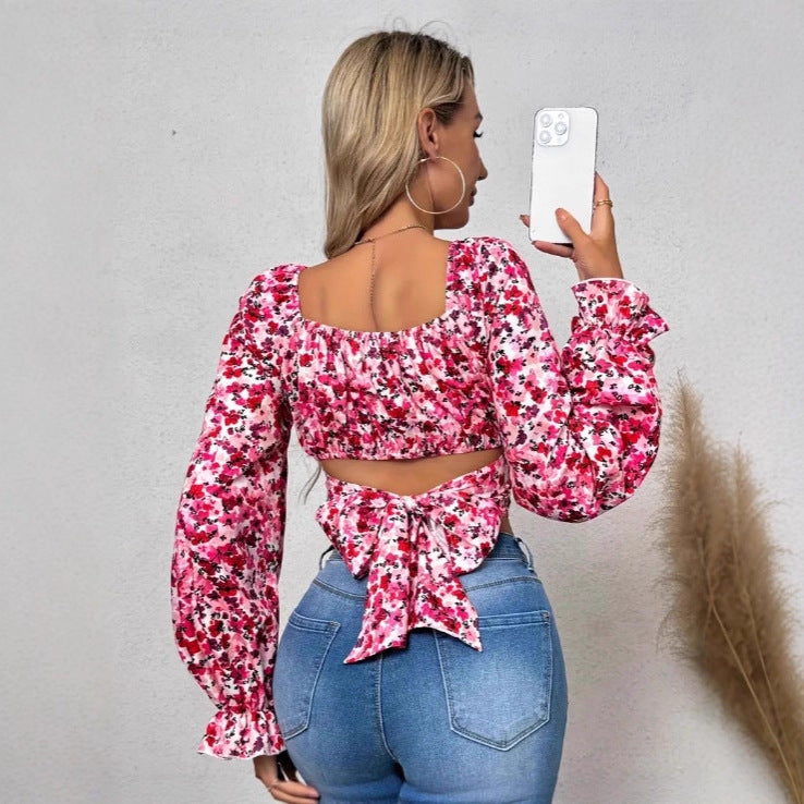 Damen Off-Shoulder Bluse mit Puffärmeln und floralen Mustern Stalluxe