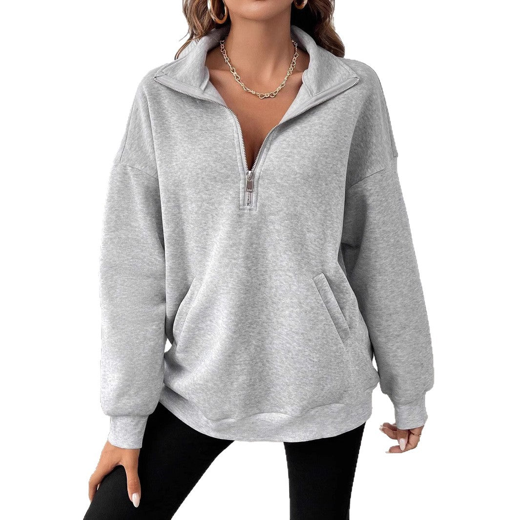 Damen sportlicher Pullover mit hohem Kragen Stalluxe