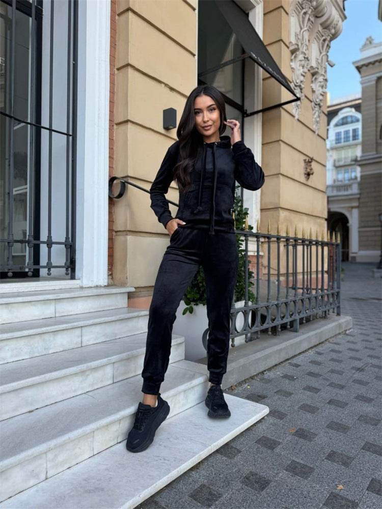 Damen Fleece-Jogginganzug mit Kapuze und elastischem Bund Stalluxe