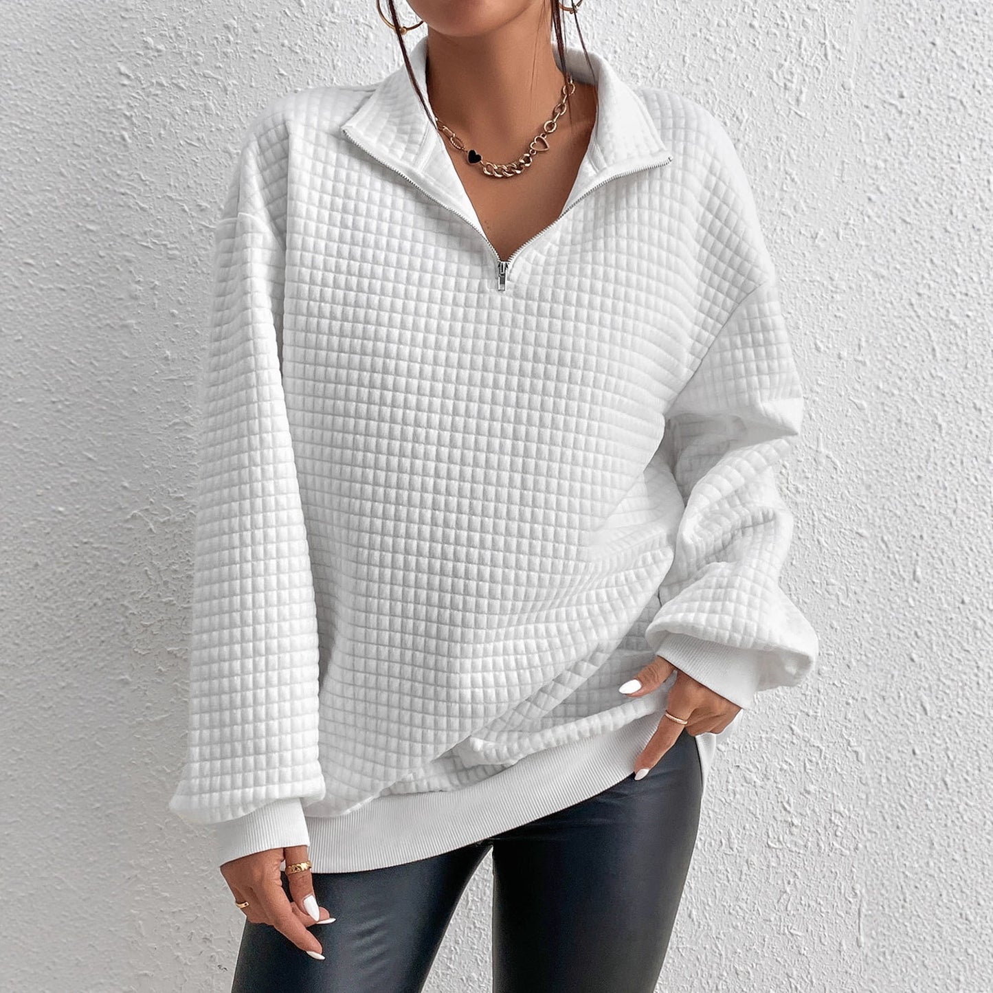 Damen Sweatshirt mit strukturiertem Stoff und Reißverschluss Stalluxe