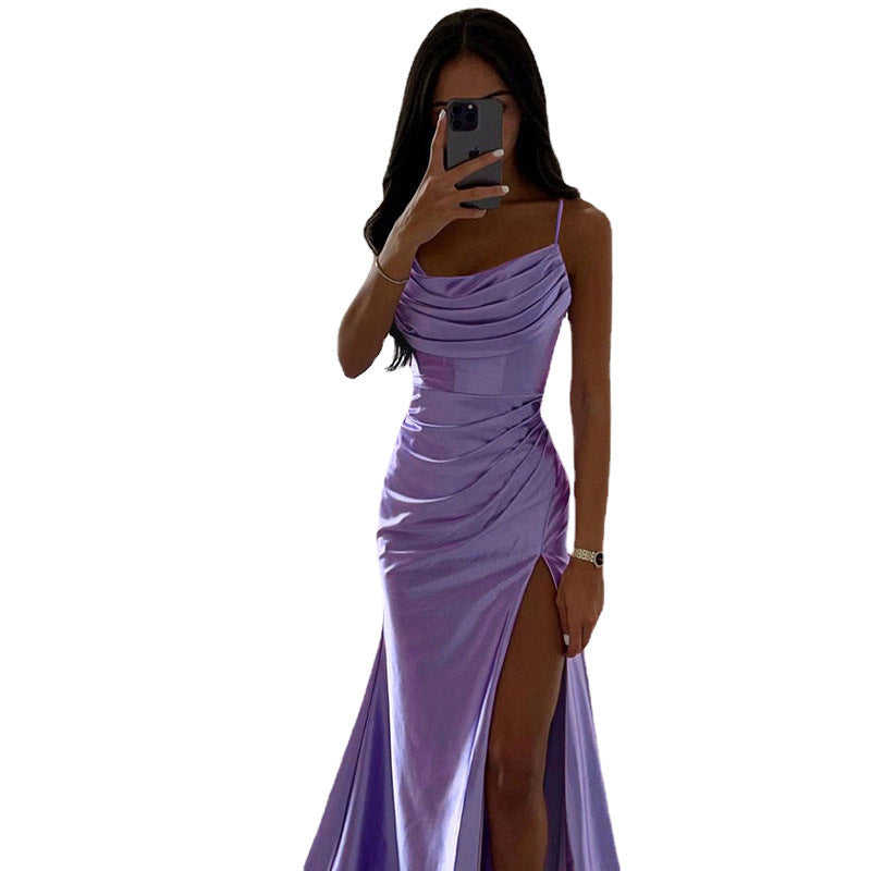Damen Glamouröses Abendkleid mit seitlichem Schlitz und raffinierten Raffungseffekten Stalluxe