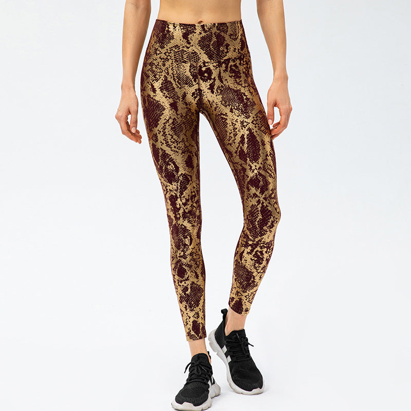 Damen Hoch geschnittene Yogaleggings mit aufregendem Schlangenmuster Stalluxe