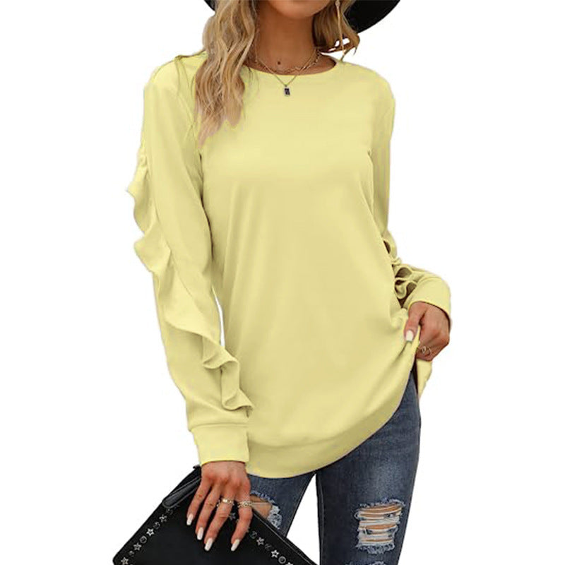 Women's Ruffled Sleeve Casual Sweatshirt Stalluxe