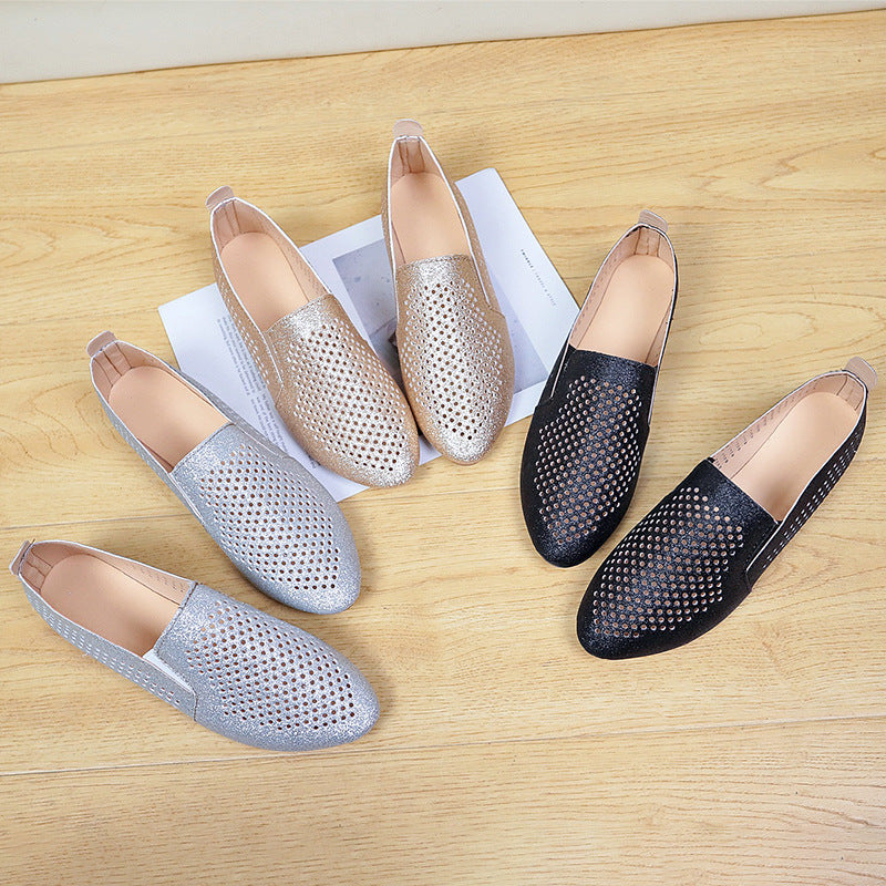 Damen elegante Slipper mit glitzerndem Obermaterial und atmungsaktiven Perforationen Stalluxe