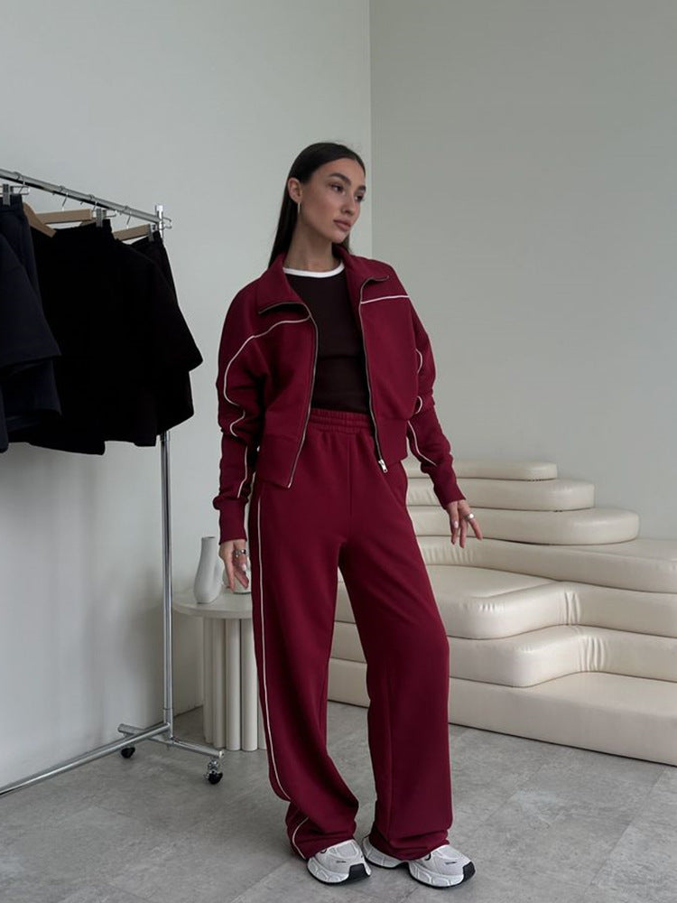Damen sportliches Freizeitanzug-Set mit stylischem Schnitt und Kontrastnähten Stalluxe