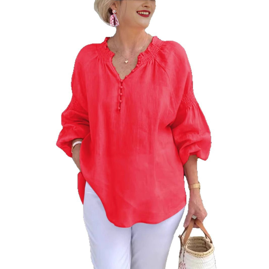 Damen luftige Bluse mit Smock-Ärmeln Stalluxe