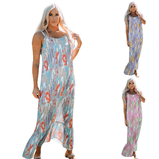 Damen Maxikleid mit blumenverziertem Design und schwingendem Schnitt Stalluxe