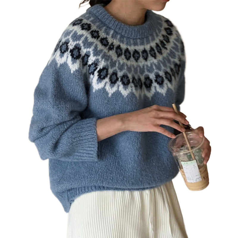 Damen Strickpullover mit traditionellem Norweger-Muster Stalluxe