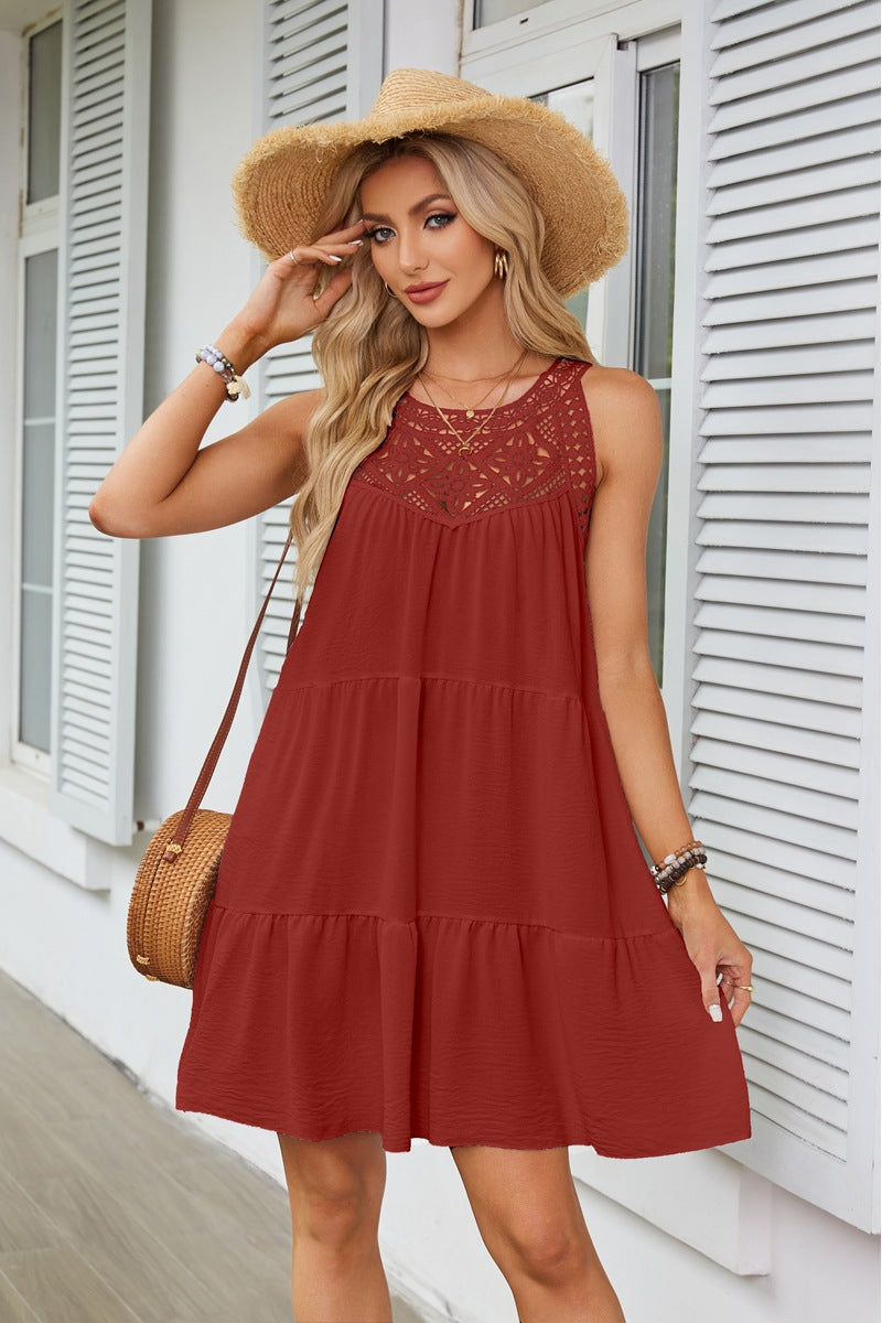 Damen luftiges Sommerkleid mit Spitzenakzenten Stalluxe