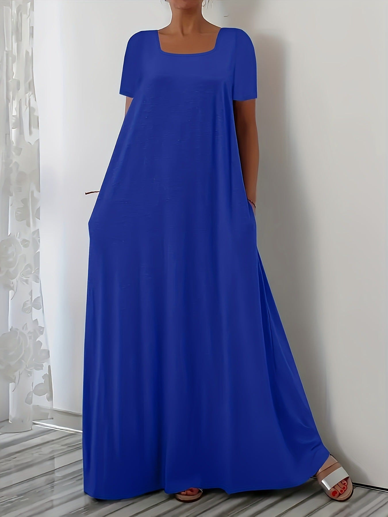 Damen Maxikleid mit weitem Schnitt und praktischen Taschen Stalluxe