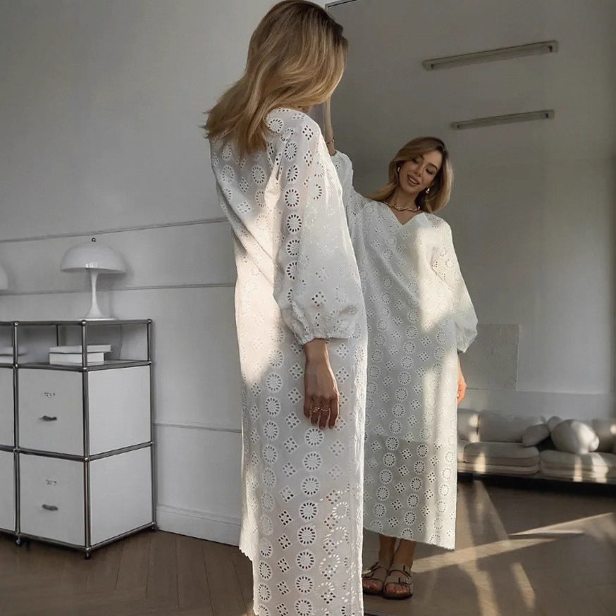 Damen Elegantes Luftiges Strandkleid mit Stickereidetails Stalluxe