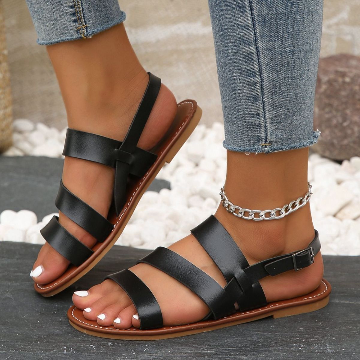 Damen Sandalen mit verstellbarem Riemen Stalluxe
