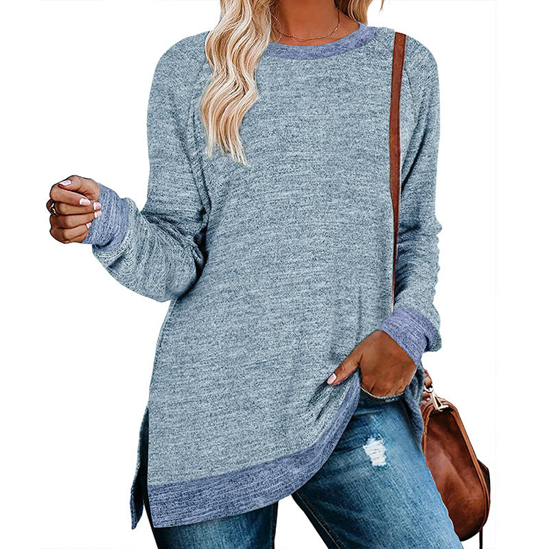 Damen lässiges Oversized Langarmshirt mit abgesetztem Saum Stalluxe