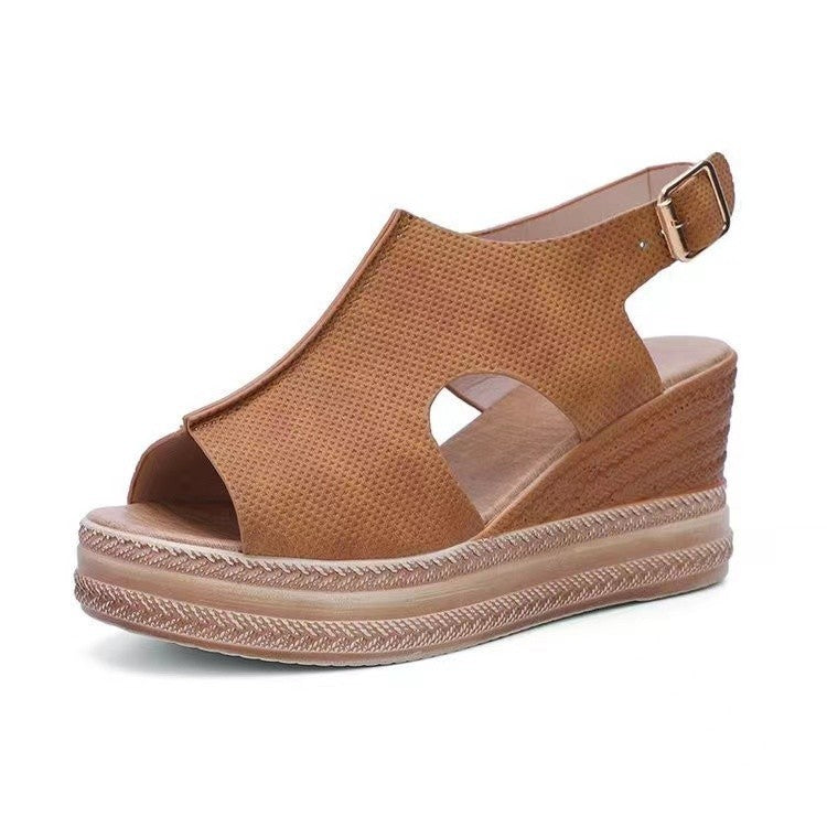 Damen elegante und bequeme Wedge-Sandalen mit offener Ferse und verstellbarem Riemen Stalluxe