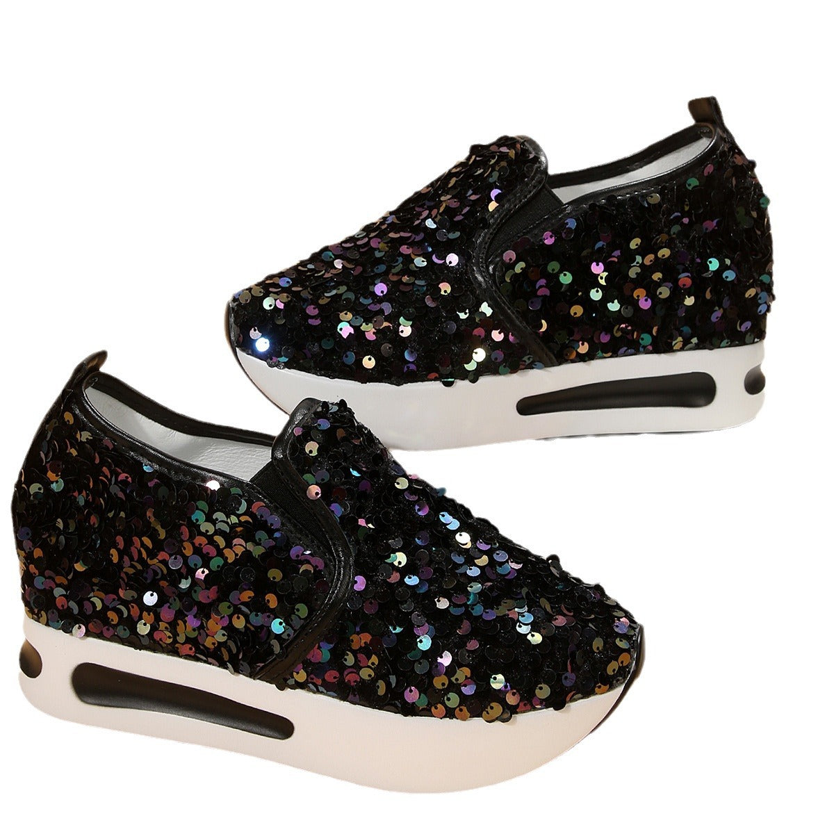 Damen Wedge-Sneaker mit funkelnden Pailletten und rutschfester Sohle Stalluxe